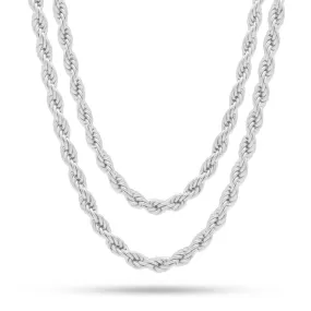 6mm White Gold Rope Choker Set