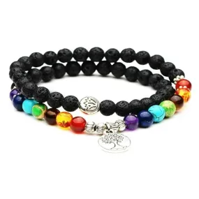 7 Chakra Lava Rock Bracelet