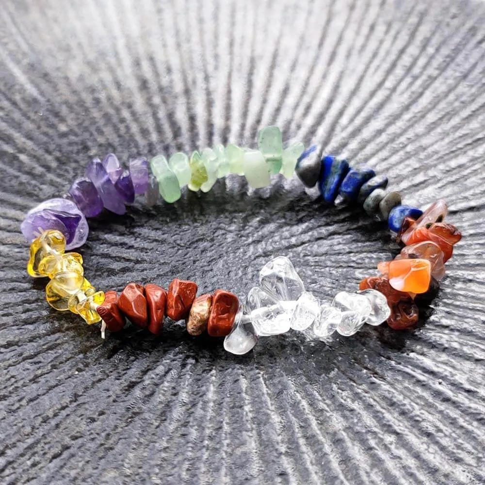 7 Chakra Raw Crystal Bracelet