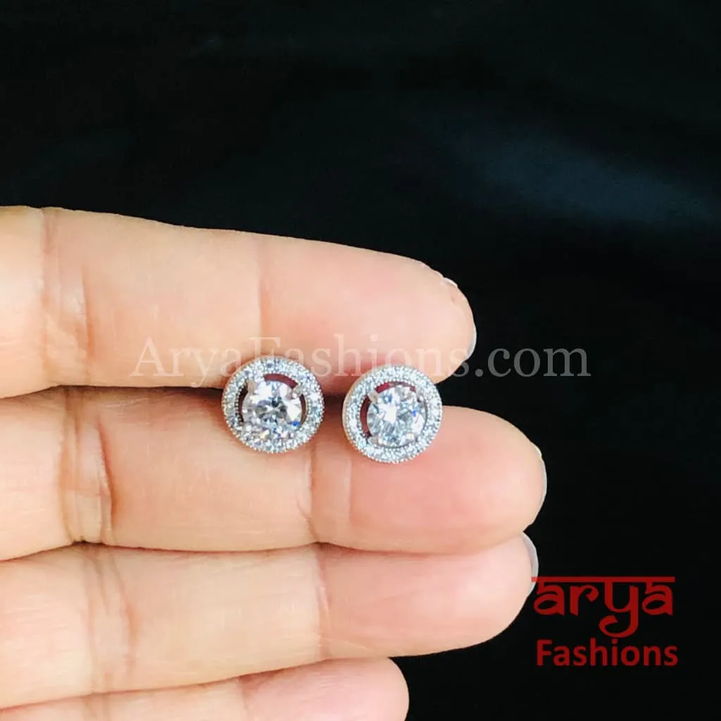 925 Silver Designer CZ Studs/ Round and Heard Shaped CZ Studs