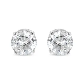 .925 Sterling Silver 3/8 Cttw Round Brilliant-Cut Diamond Classic 4-Prong Stud Earrings (I-J Color, I1-I2 Clarity)