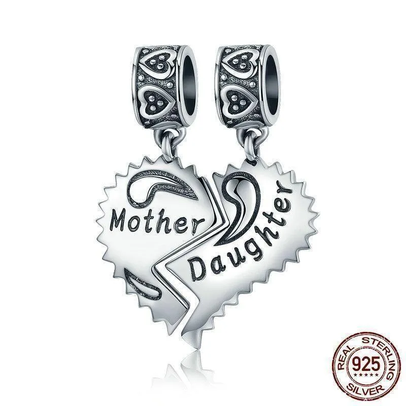 925 Sterling Silver Mother and Daughter Love Forever Pendant Charm Jewelry Without Chain