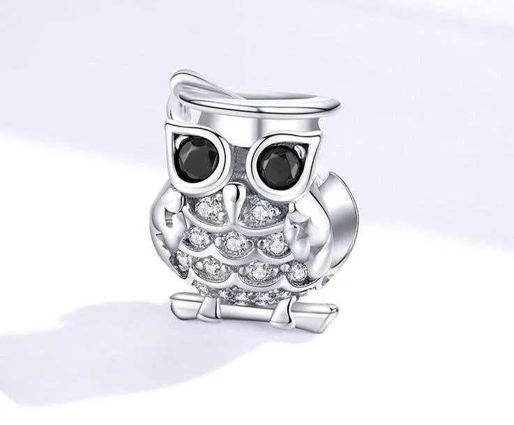 925 Sterling Silver Pendent Charm Jewelry Owl #BSC124