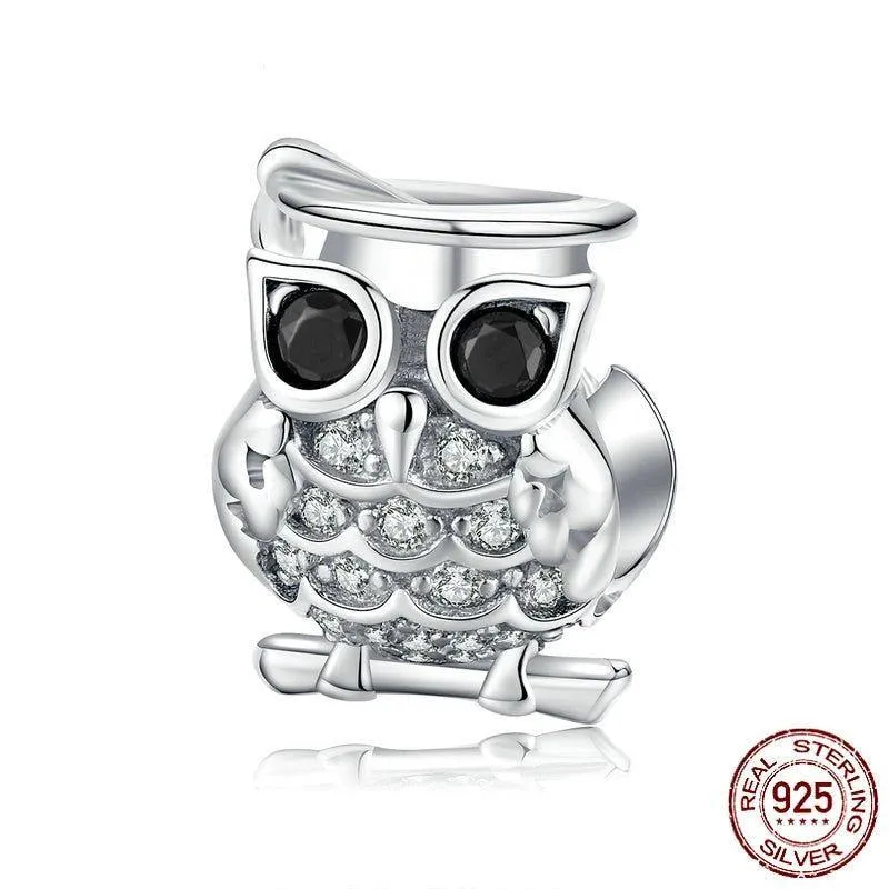 925 Sterling Silver Pendent Charm Jewelry Owl #BSC124