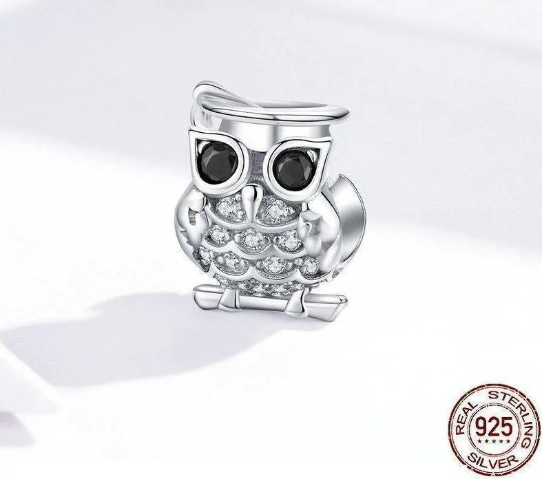 925 Sterling Silver Pendent Charm Jewelry Owl #BSC124