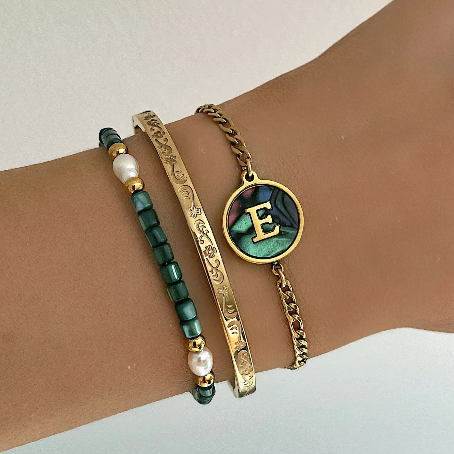 Abalone Initial Bracelet