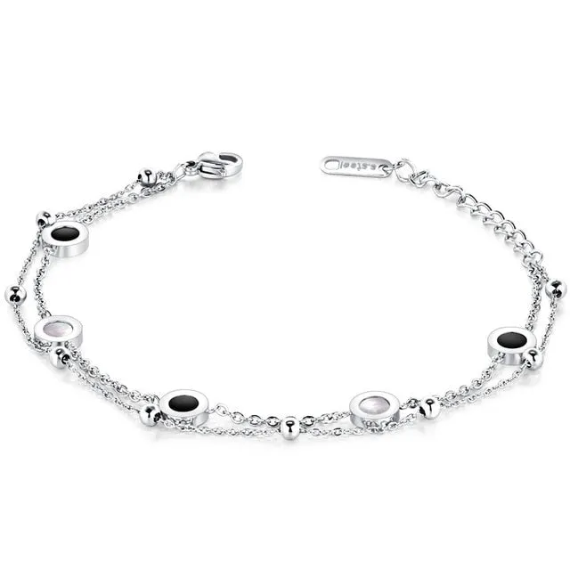 Adjustable Stainless Steel Bracelet with Double Layer Chains