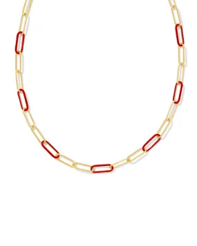 Ainsley Convertible Chain Necklace in Gold Red Enamel