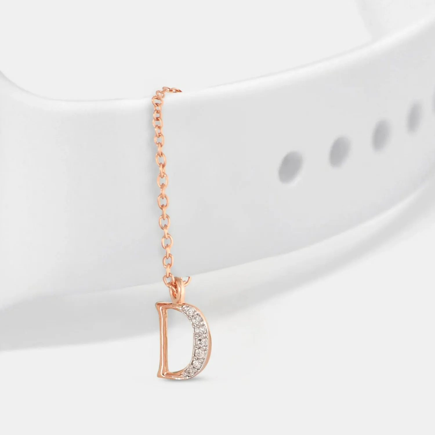 Alphabet CZ Rose Gold Plated Silver Watch Charm