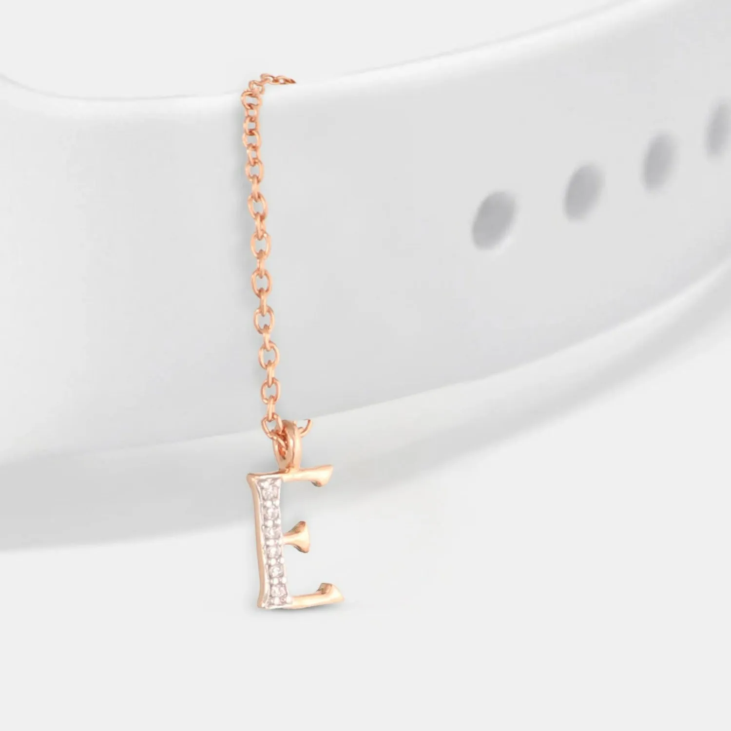 Alphabet CZ Rose Gold Plated Silver Watch Charm