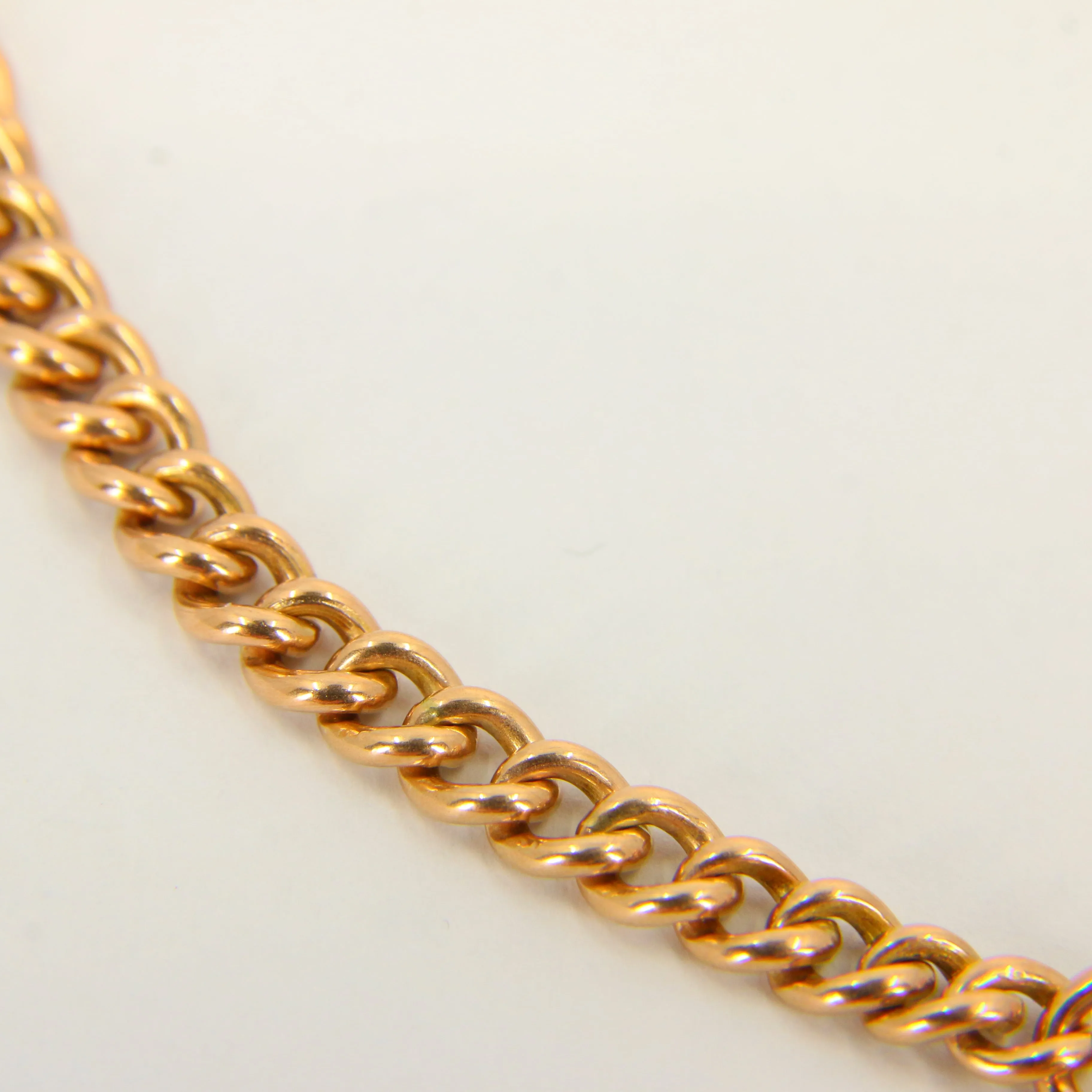 Antique 9ct Rose Gold Double Albert Watch Guard Chain Necklace 9ct Hallmarked