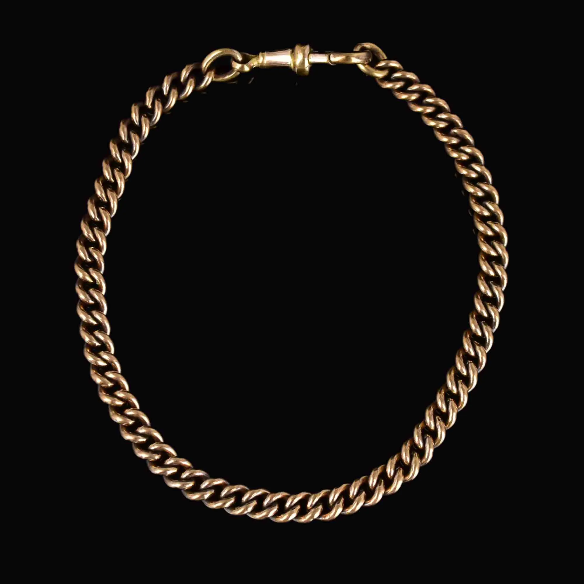 Antique Gold Pocket Watch Curb Chain Bracelet