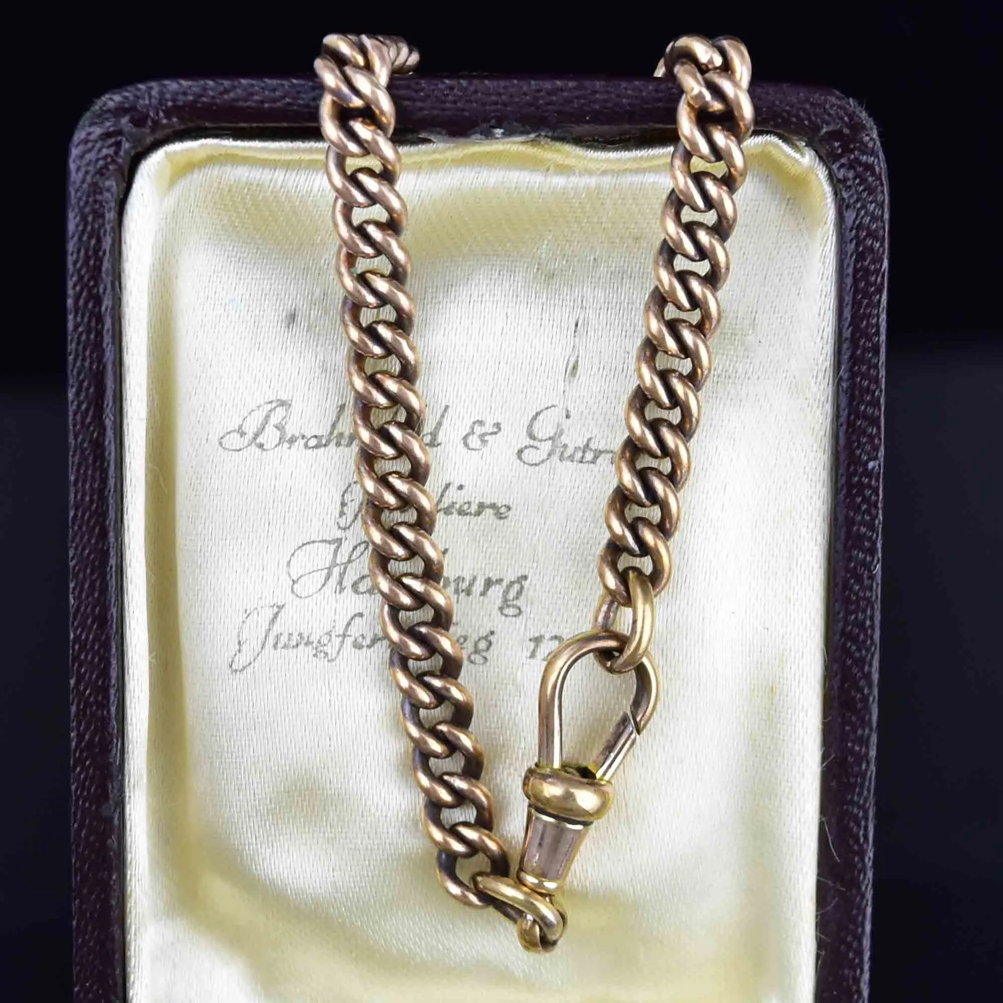 Antique Gold Pocket Watch Curb Chain Bracelet