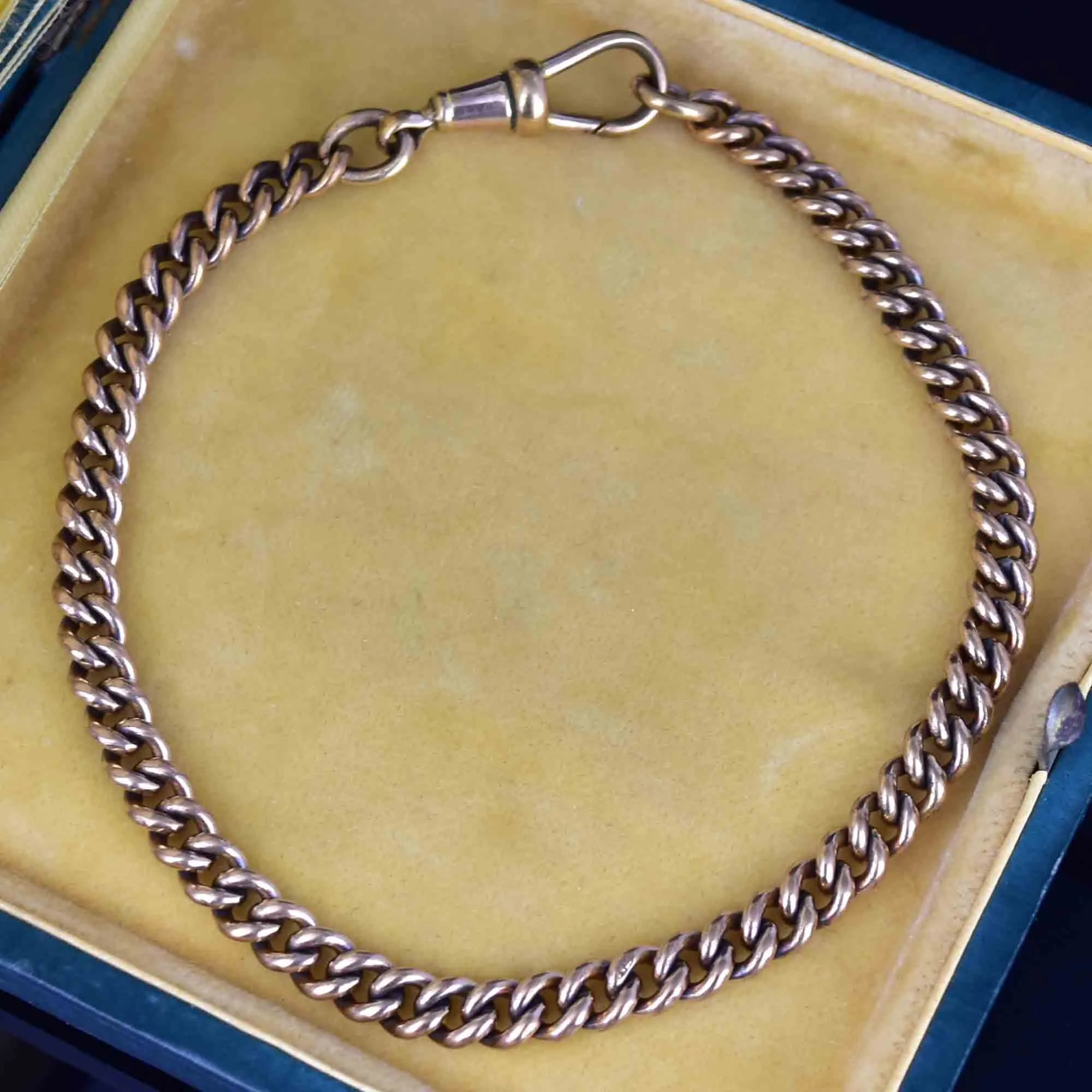 Antique Gold Pocket Watch Curb Chain Bracelet