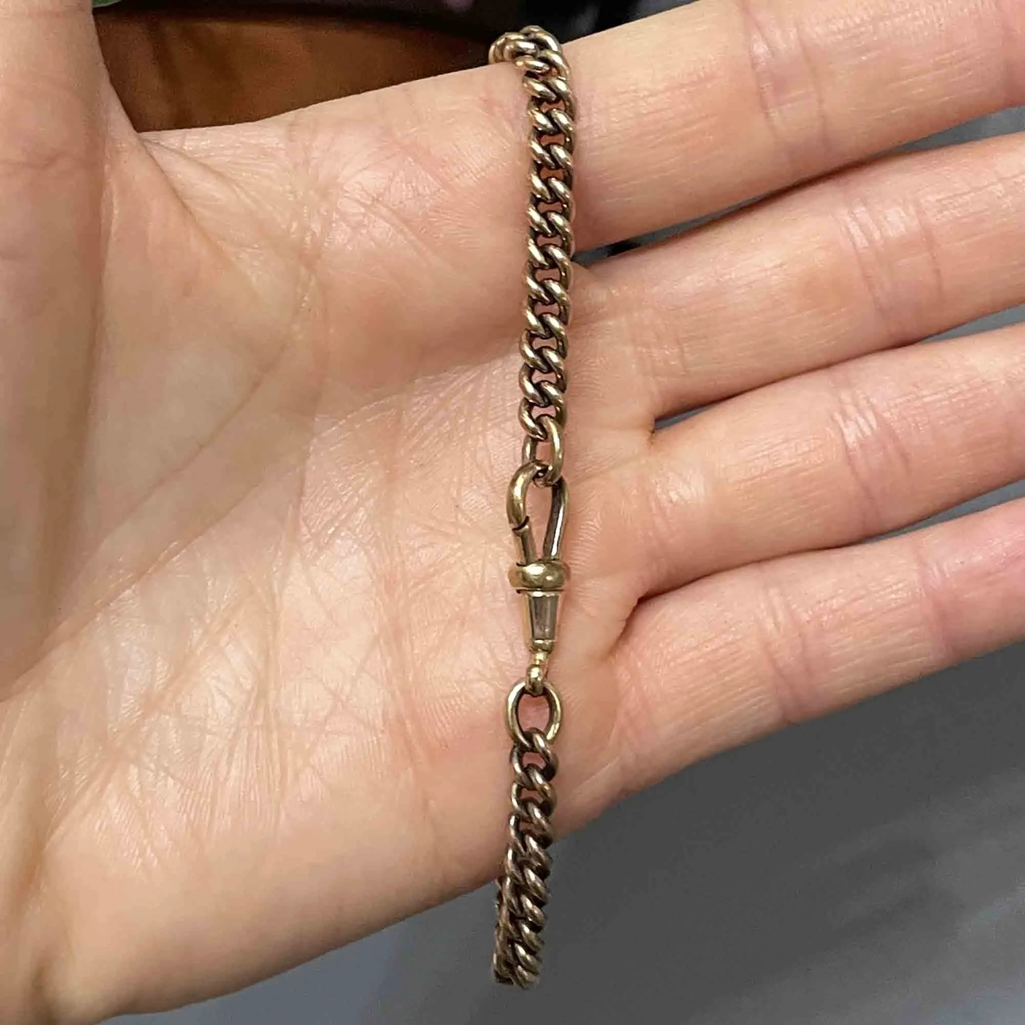 Antique Gold Pocket Watch Curb Chain Bracelet