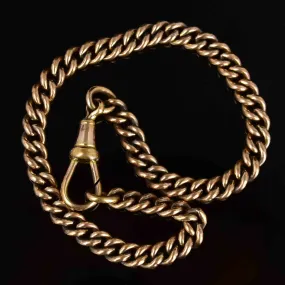 Antique Gold Pocket Watch Curb Chain Bracelet