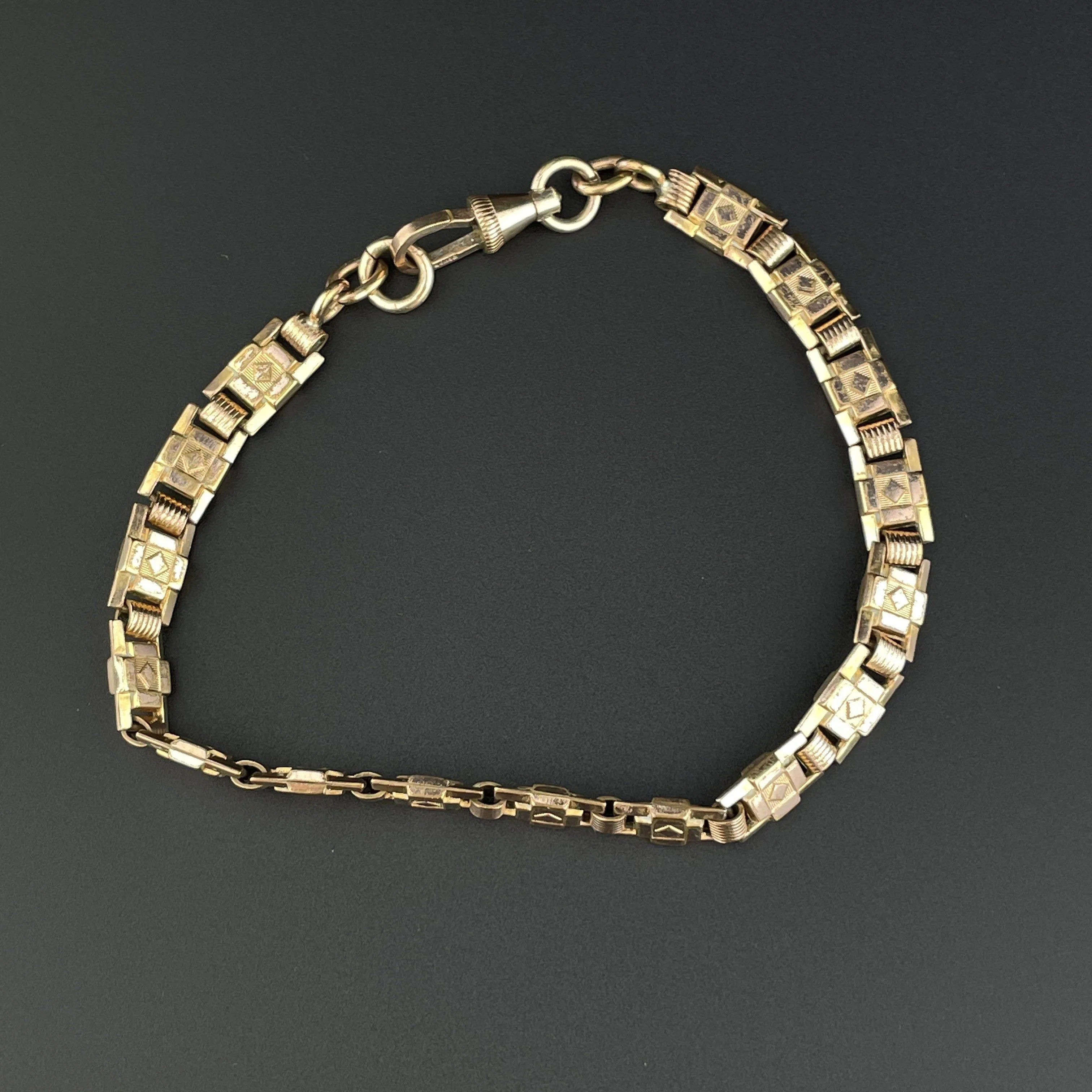 Antique Rolled Gold Fancy Link Pocket Watch Chain Bracelet