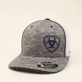 Ariat Flexfit Navy Logo White Mesh Grey Heather Cap