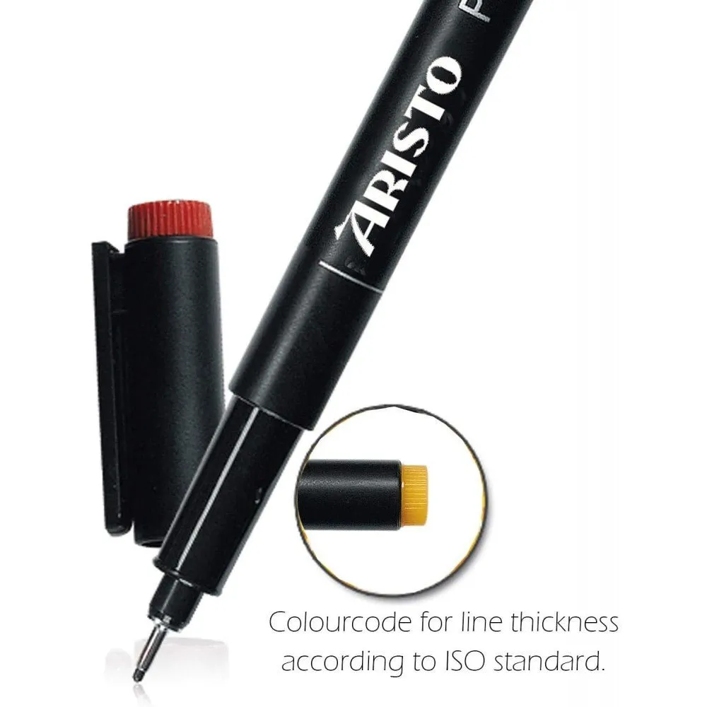 Aristo 0.2mm Pigment Liner- Set of 6 Pens