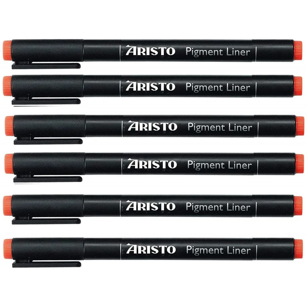 Aristo 0.2mm Pigment Liner- Set of 6 Pens