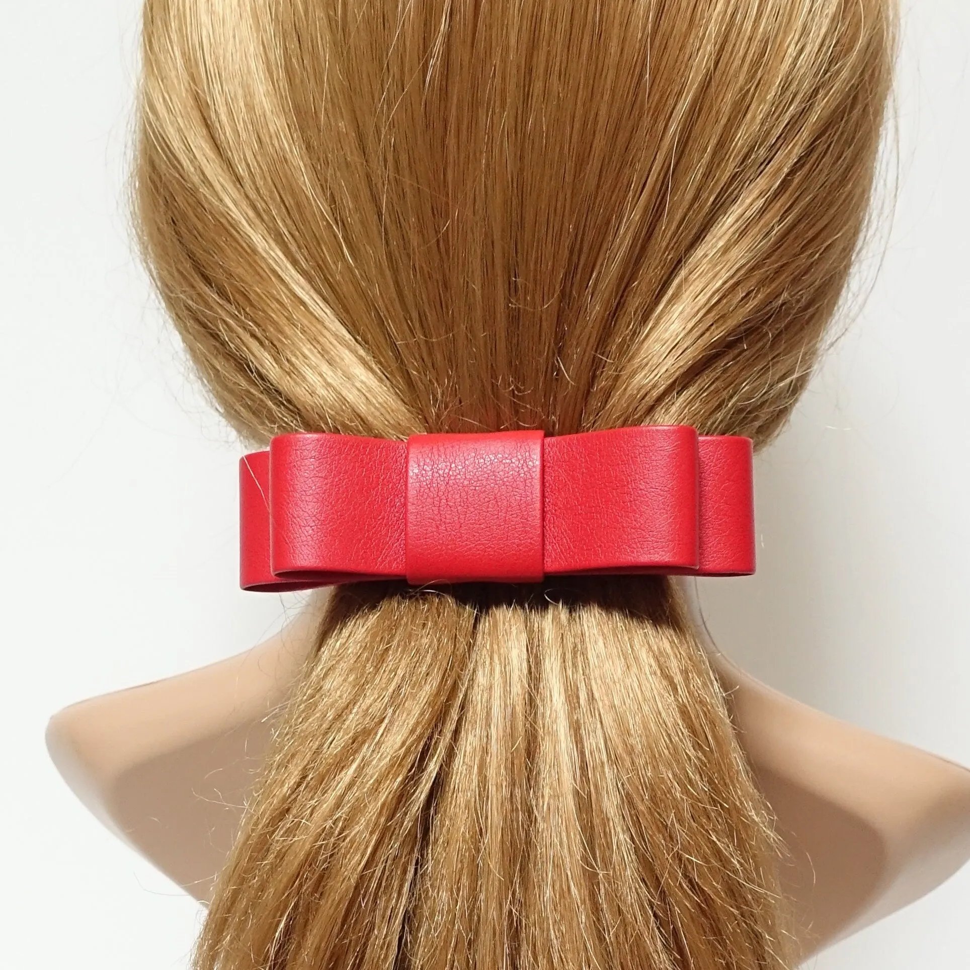 Artificial Leather Bow Hair Slide French Barrette Women Hair Accessory