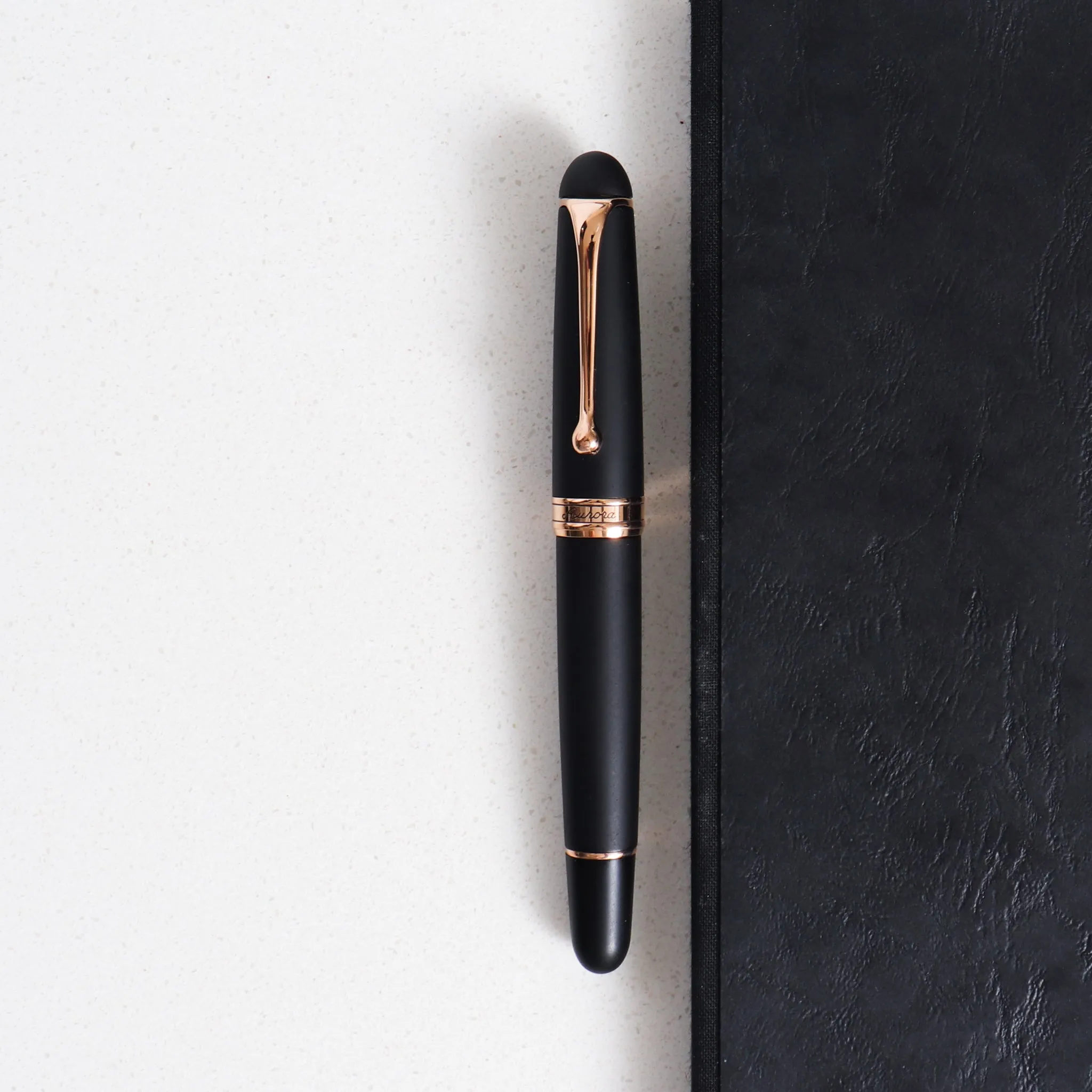 Aurora 88 Satin Black Rose Gold Fountain Pen