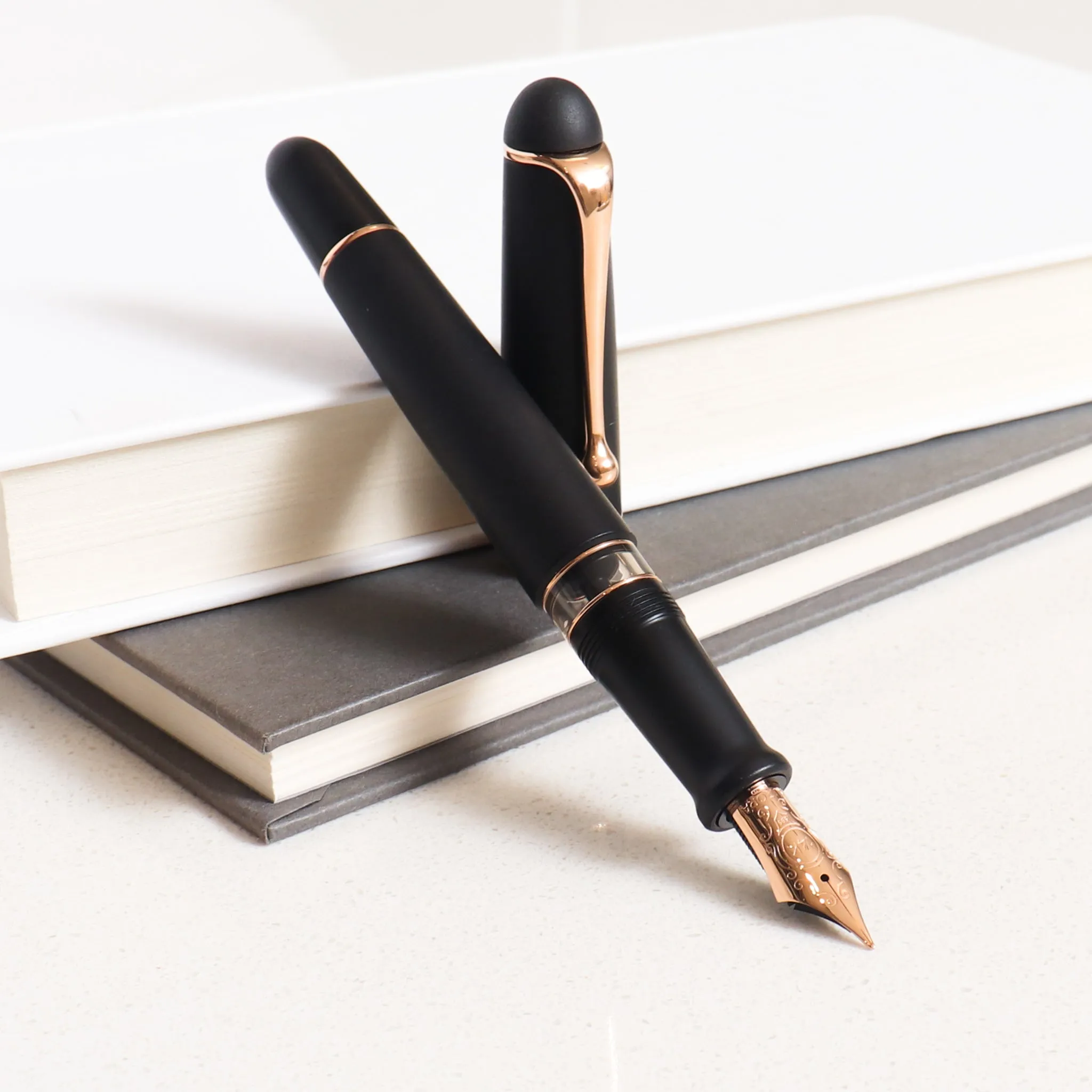 Aurora 88 Satin Black Rose Gold Fountain Pen