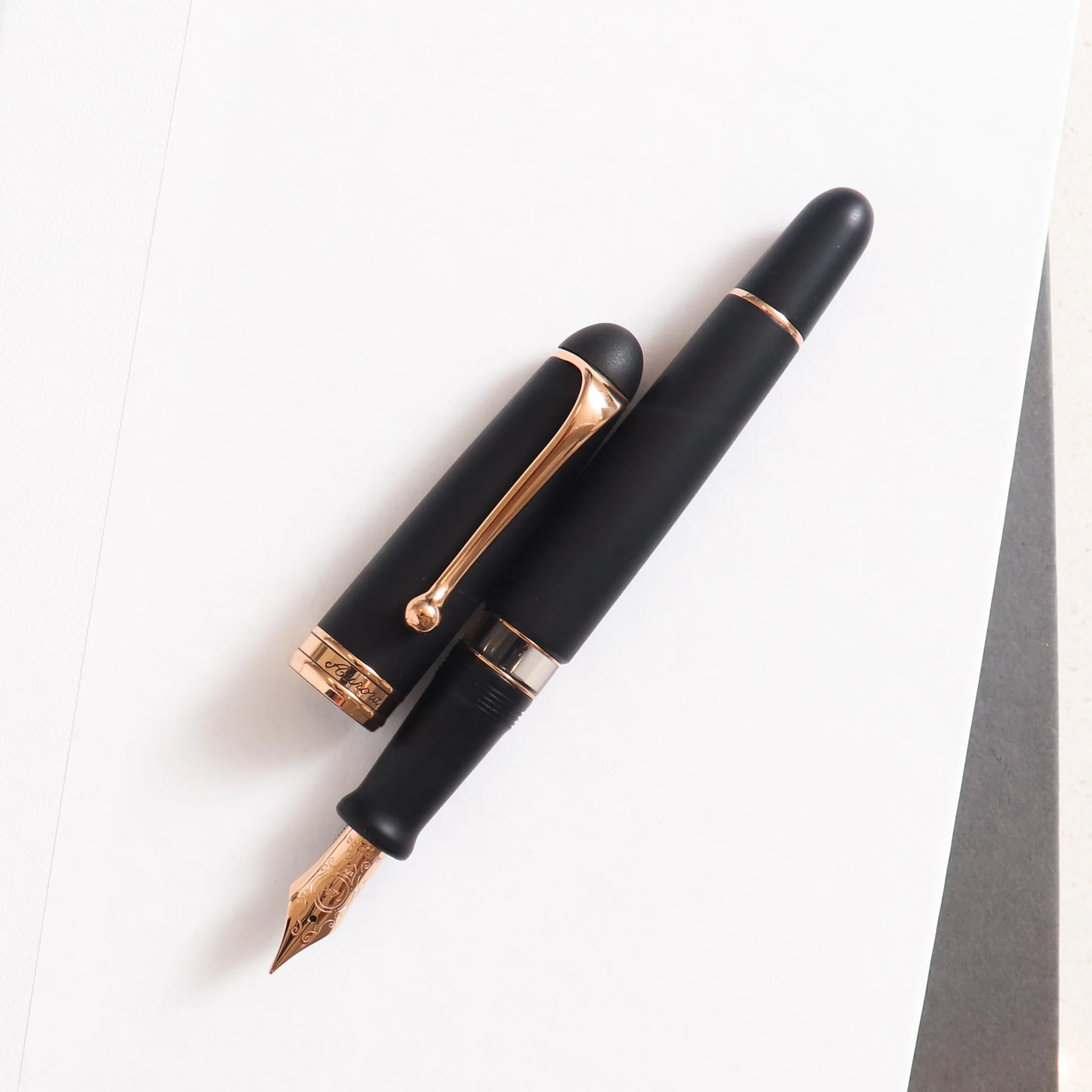 Aurora 88 Satin Black Rose Gold Fountain Pen