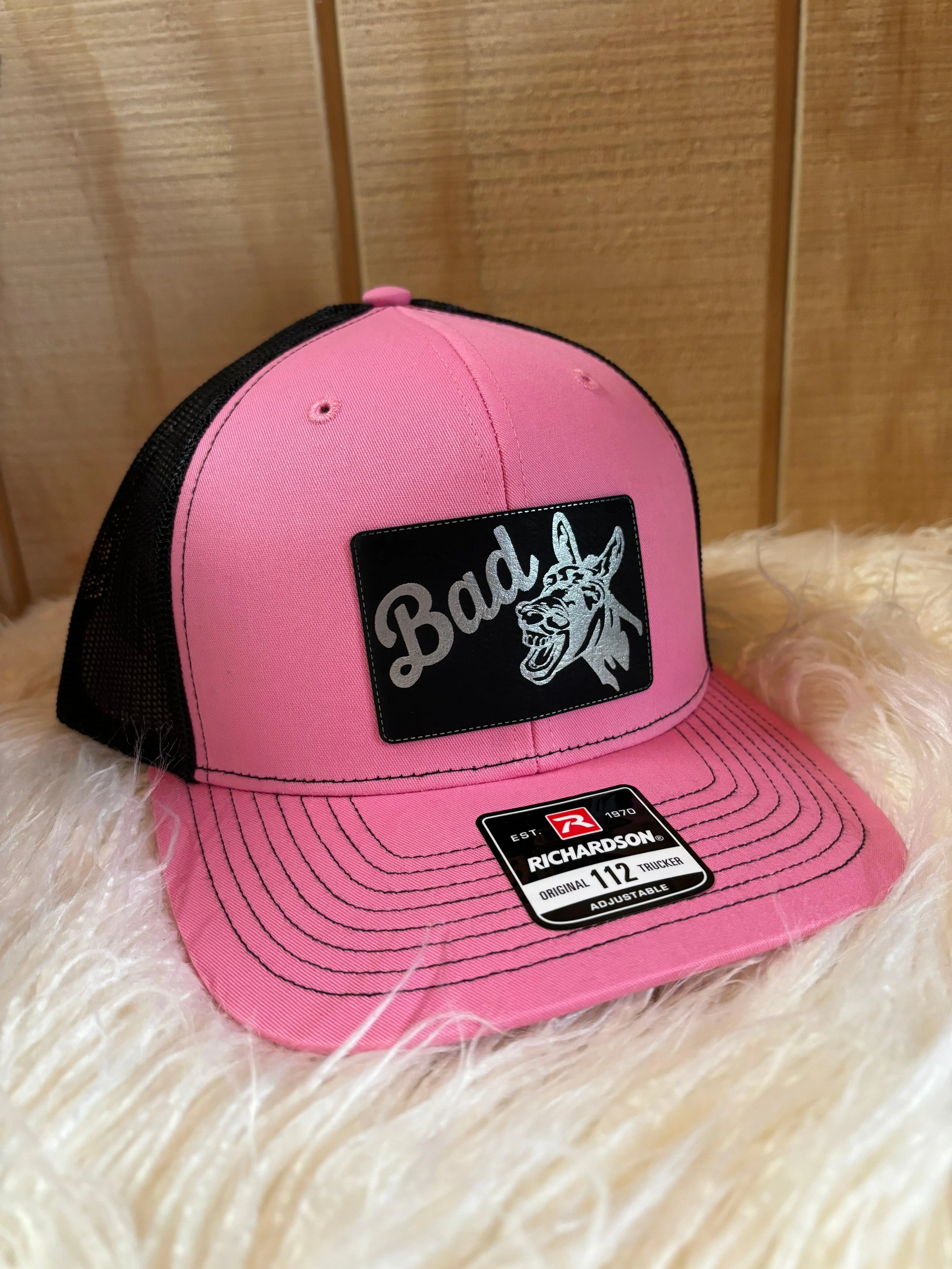 Bad A** Trucker Snap Back Ball Cap PNKBLK2  BLKBLK2