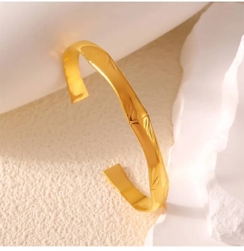 Bamboo Fusion Gold Plated Titanium Steel Bracelet