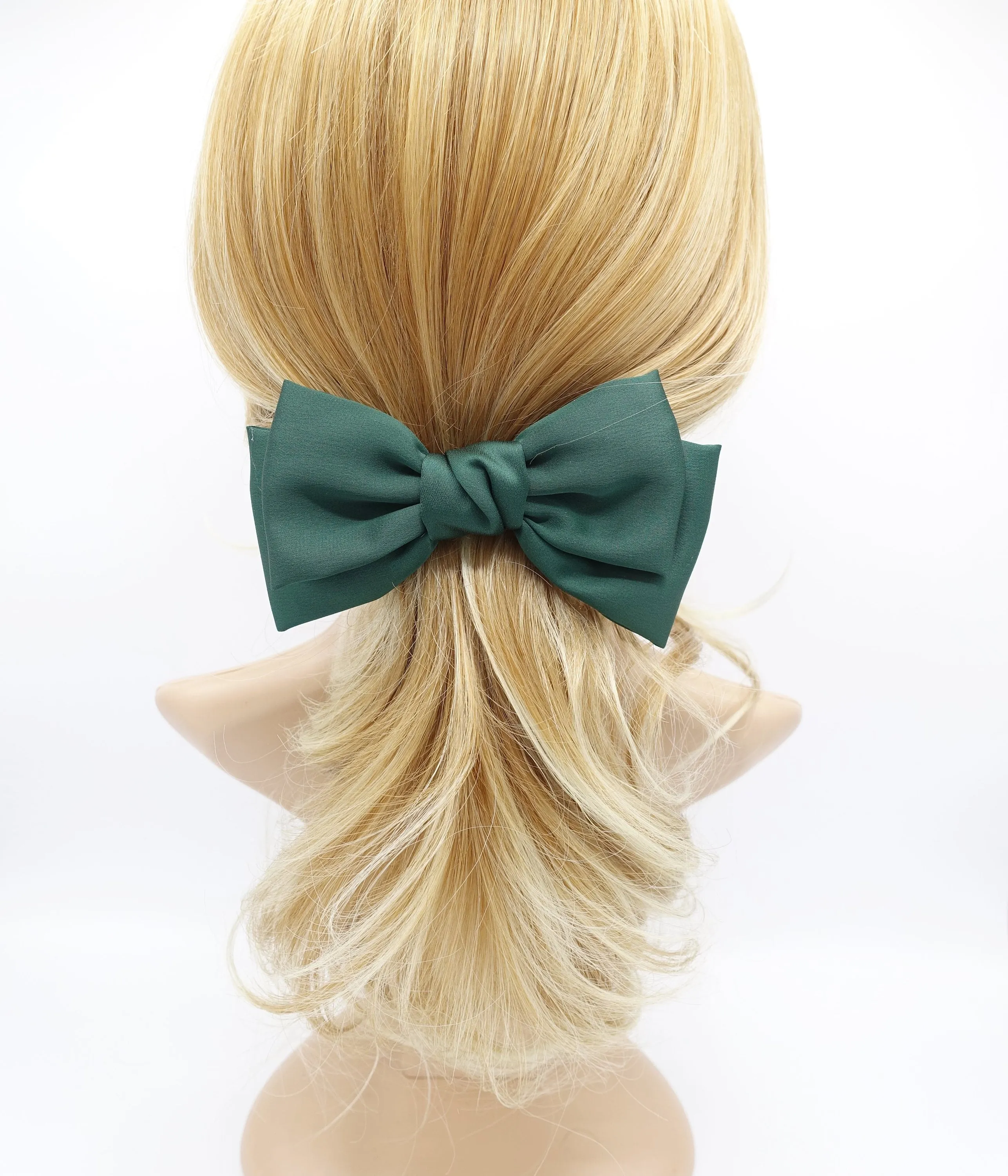 basic satin hair bow regular size layered bow hair accessory for women