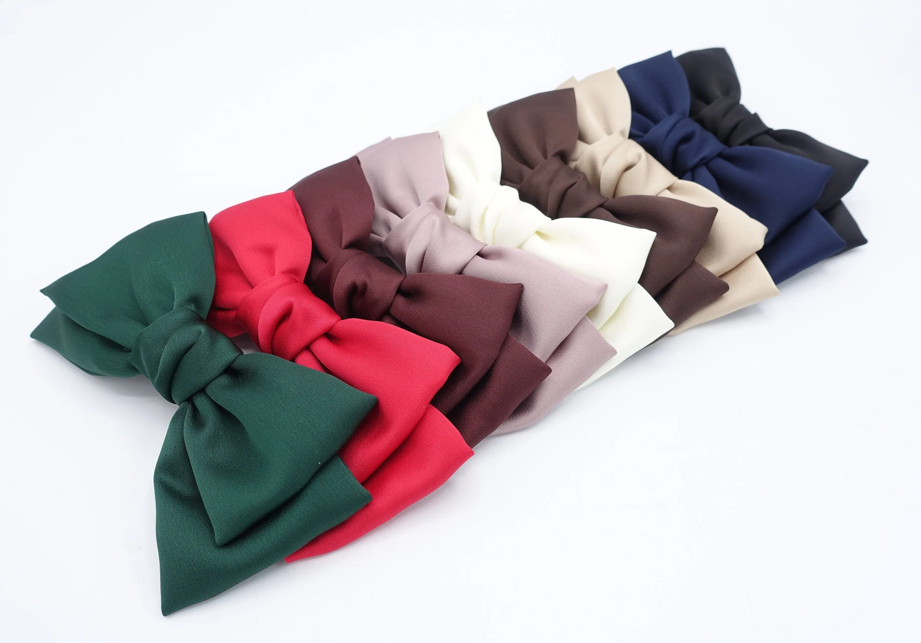 basic satin hair bow regular size layered bow hair accessory for women