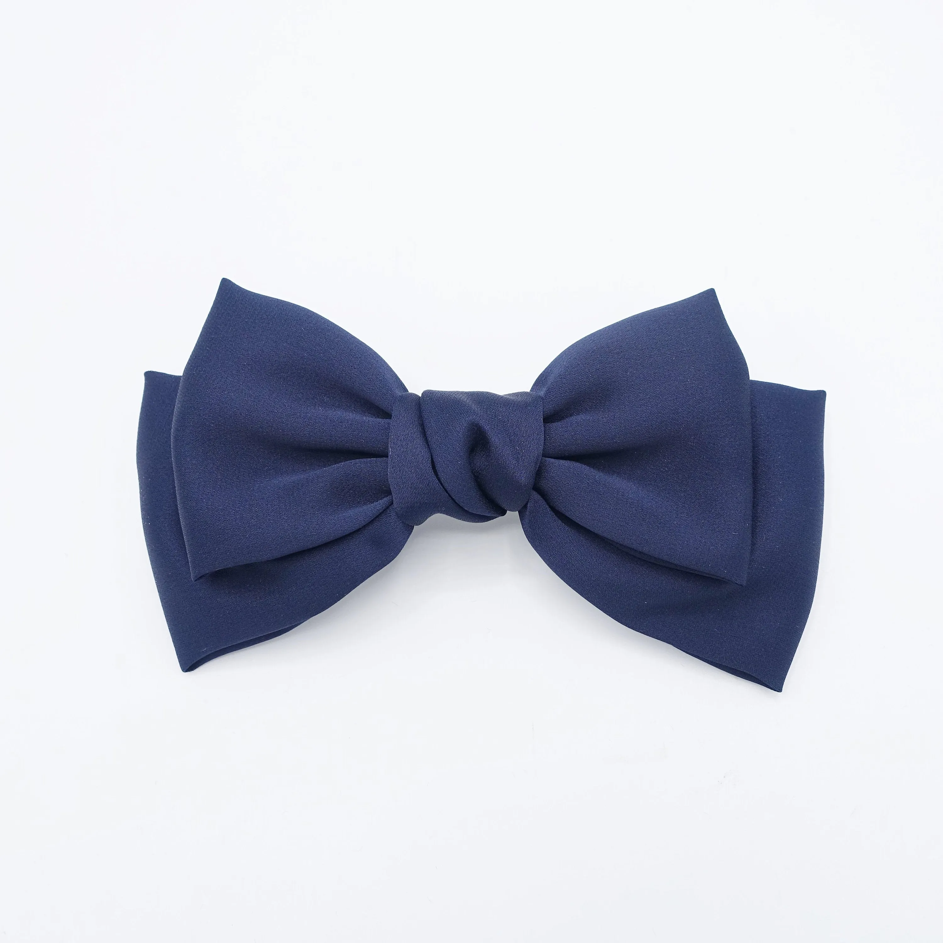 basic satin hair bow regular size layered bow hair accessory for women