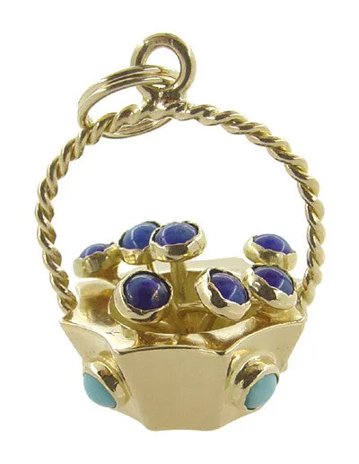 Basket of Flowers Charm in 18 Karat Gold