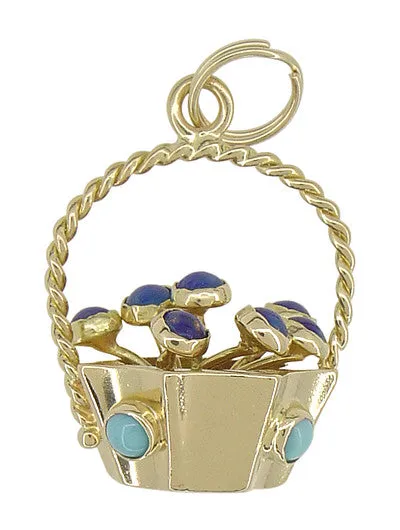 Basket of Flowers Charm in 18 Karat Gold