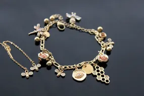 Bee jewelry set with gold plated stainless steel parts and zircons