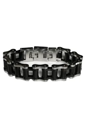 Black on Black w/Gems Stainless Steel Bracelet - Heavy Duty