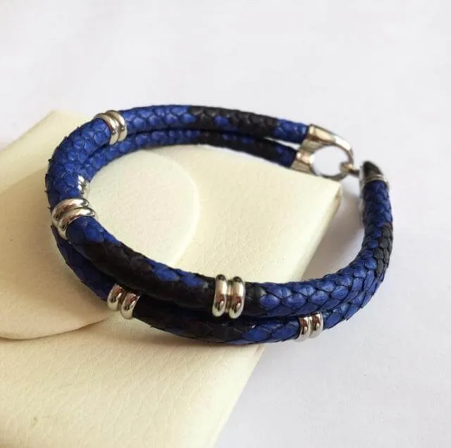 Black Python Skin Leather Bracelets