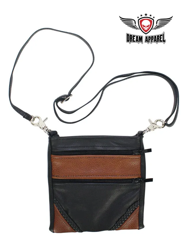 Black/Brown Multipocket Leather Belt Bag