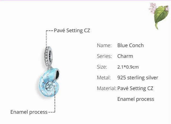 Blue Conch Pendant Charm Jewelry Without Chain - BOS32