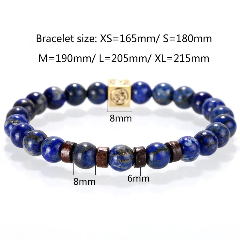 Blue Lapis Lazuli Lucky Beaded Bracelet Energy Stone