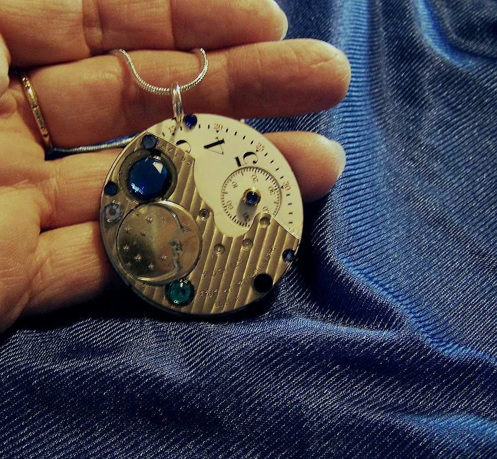 Blue Moon Watchworks Steampunk Jewelry Pendant