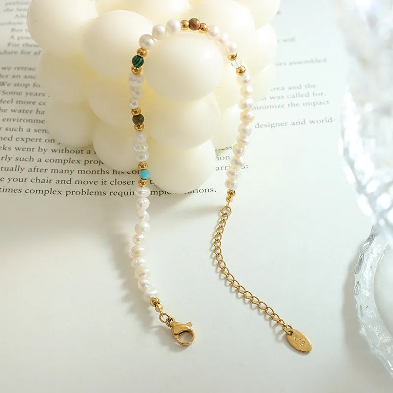 Bohemia Freshwater Pearl and Natural Stone Beaded Bracelet