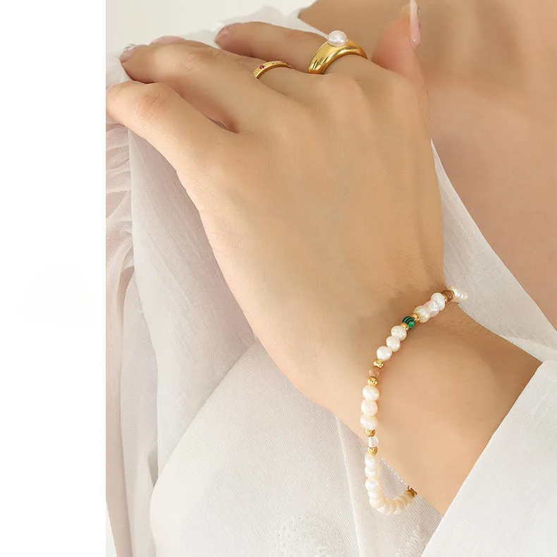 Bohemia Freshwater Pearl and Natural Stone Beaded Bracelet