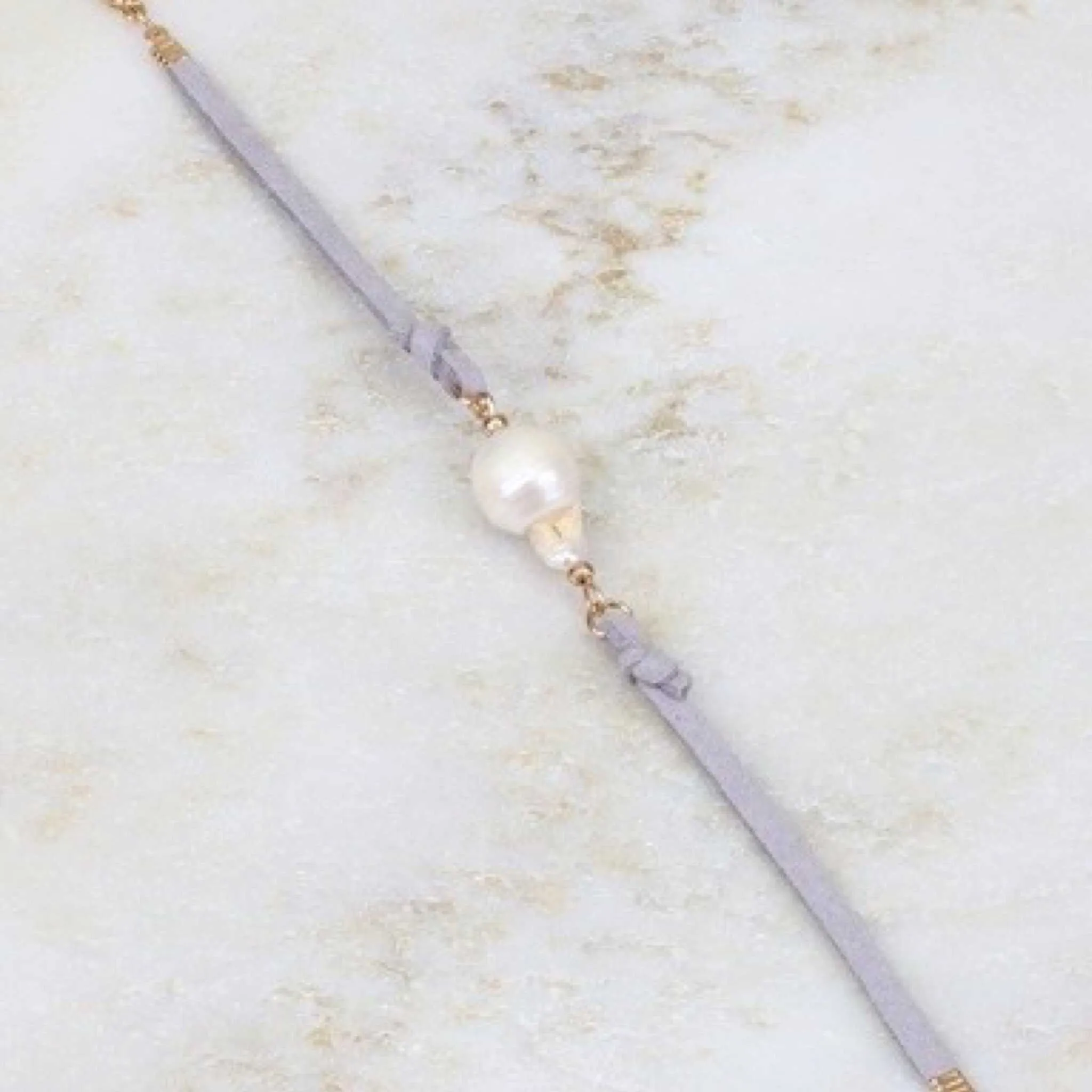 Boho  Suede strap  Choker with fresh water pearl