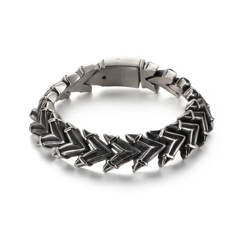 Bold Titanium Steel Skull Bracelet for Men - European and American Punk Style