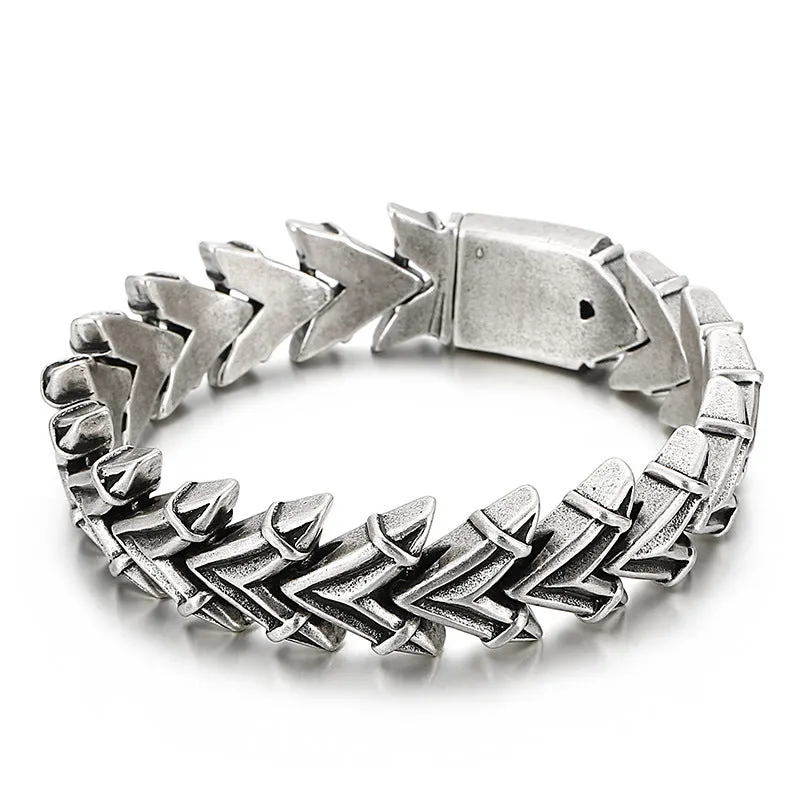 Bold Titanium Steel Skull Bracelet for Men - European and American Punk Style