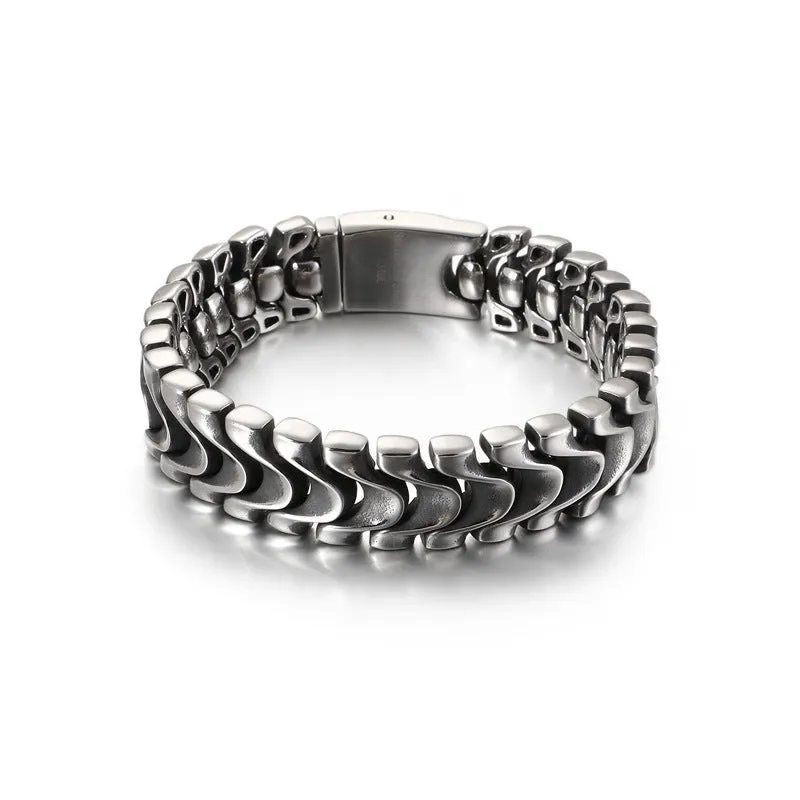 Bold Titanium Steel Skull Bracelet for Men - European and American Punk Style