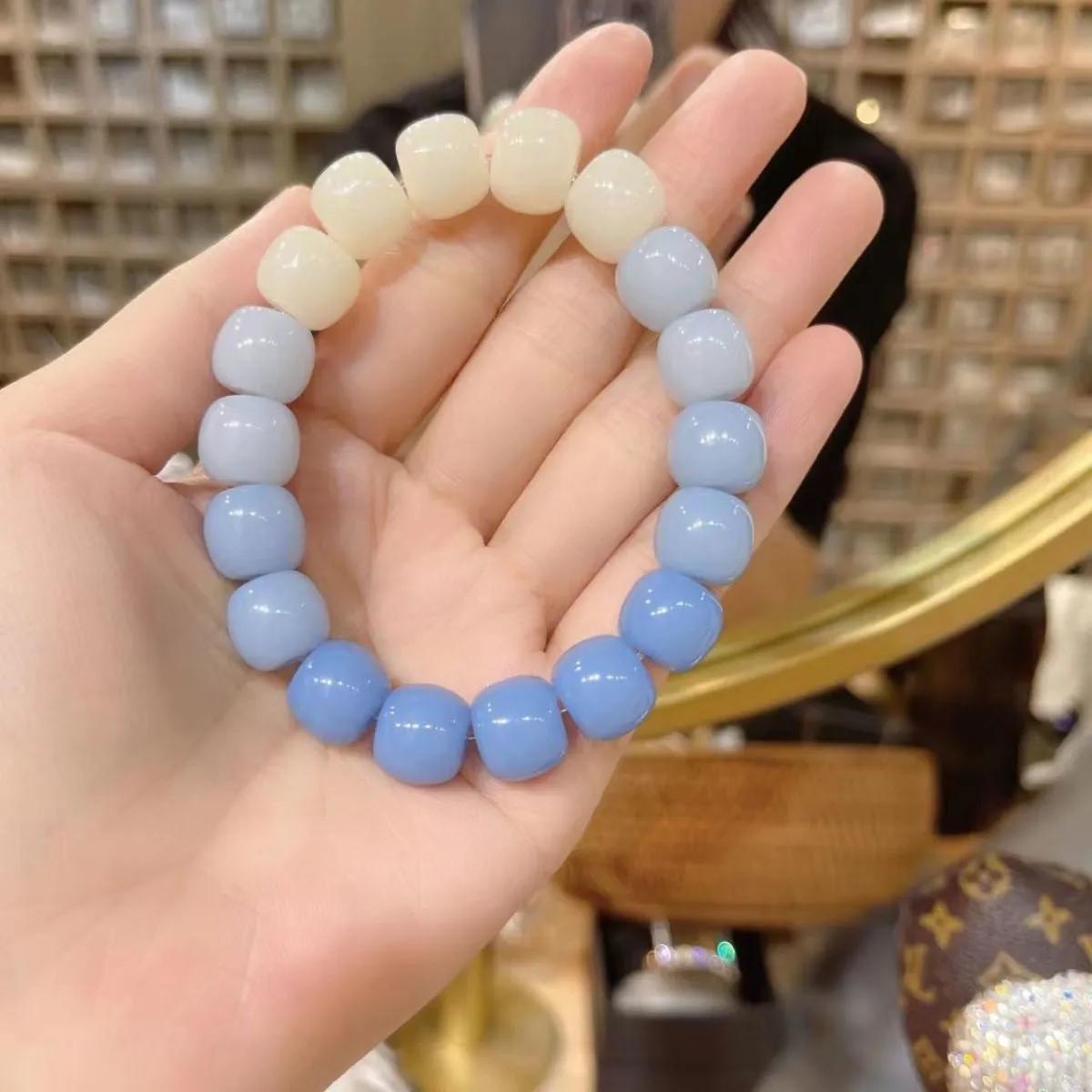 Bracelet Buddha Beads Ice Transparent White Jade Color Pliable Temperament Gradient Color Hand Toy Female Couple Men Wholesale Children's Bracelet