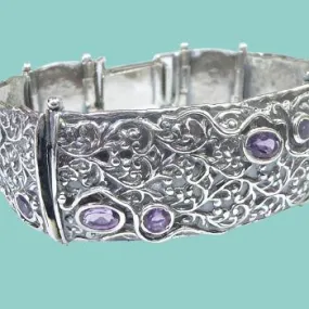 Bracelet Sterling Silver Handcrafted set with Amethyst